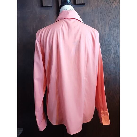 Talbots peach orange Top 12 Petite 12P Button Shirt Wrinkle Resistant Easter - Picture 4 of 6